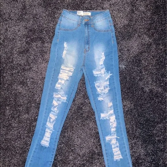 Fashion Nova Jeans Super High Waisted Light Wash Fashion Nova